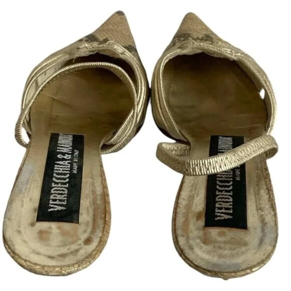Vintage VERDECCHIA & MAINQUA Gold Snakeskin Leather Mules EU35 US5.5